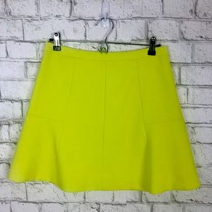 JCREW Mini Skirt 0 Fluted Double Crepe Neon Yellow